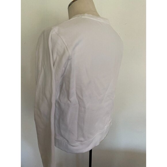 Alexander Wang Blue Plastic Logo White Cotton Sweatshirt Crewneck Women's Sz L - Picture 6 of 16